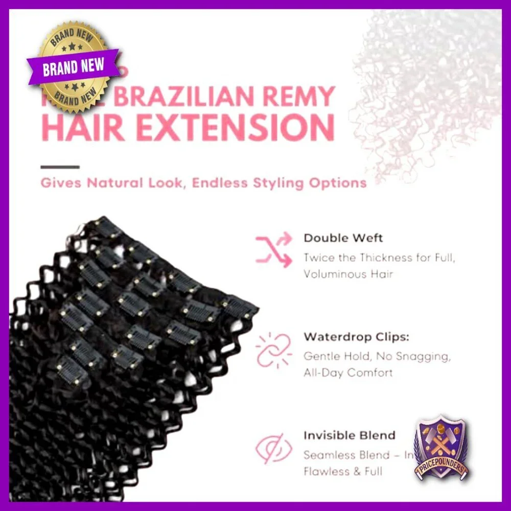 16 Inch Clip In Human Hair Extensions, 3.52oz, 7 Pieces, Scalp-Friendly